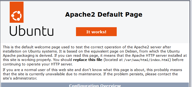 screenshot of apache default page