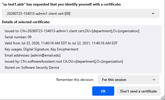 browser certificate selection